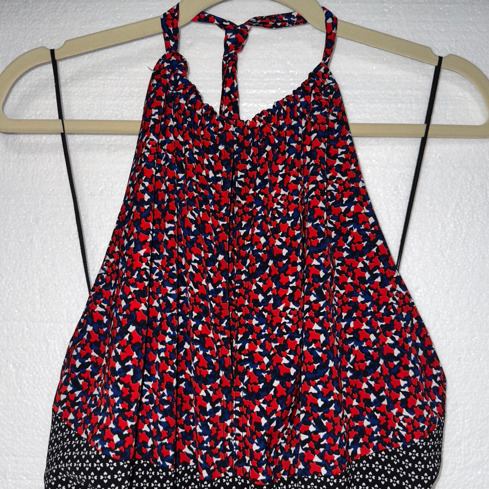 ROBERT RODRIGUEZ $395 Sz 8 Red Navy HALTER MIDI DRESS Floral High End WOMENS 8 - Picture 6 of 13